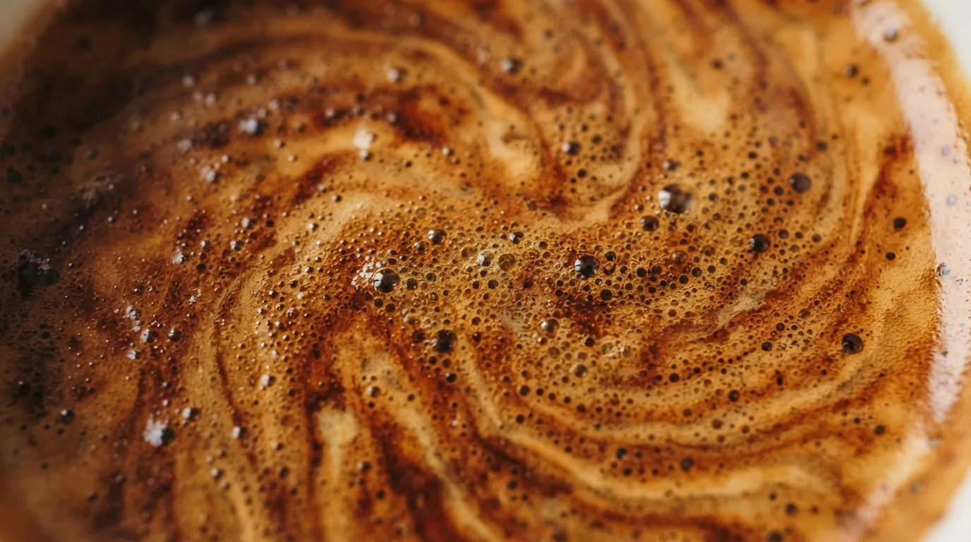 Macro shot of espresso crema showing extraction detail